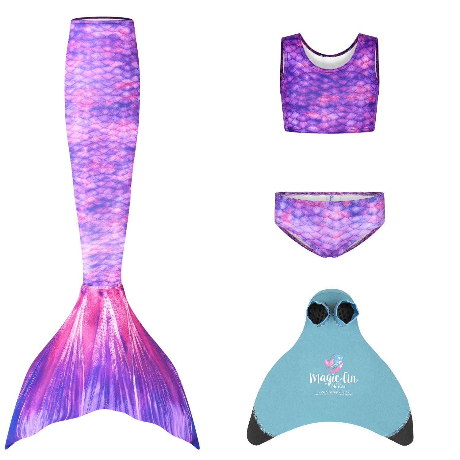 Conjunto de cola de sirena de surf púrpura | Planet Mermaid Reino Unido