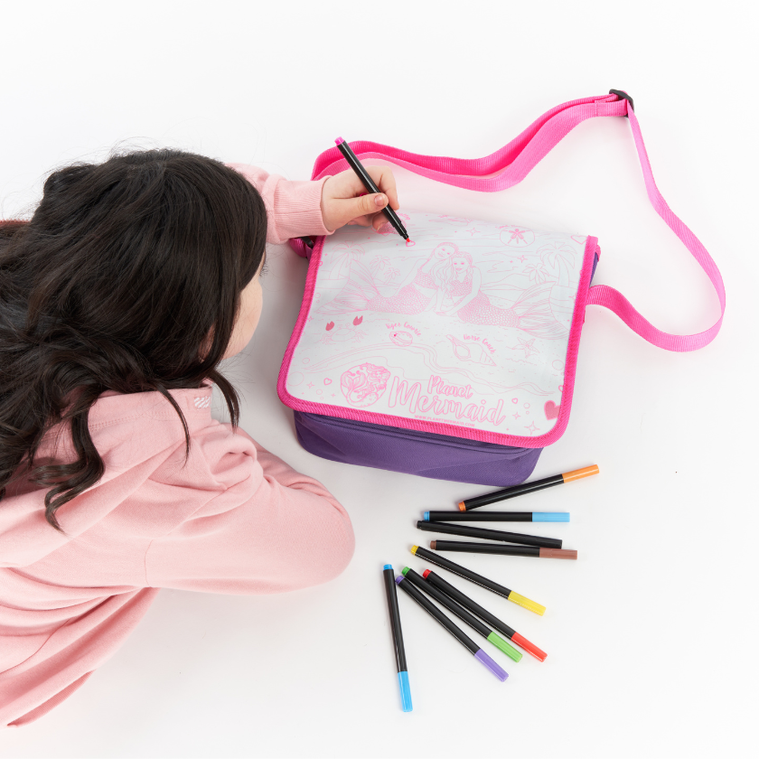 Colour Your Own Mermaid Messenger Bag with 10 Pens