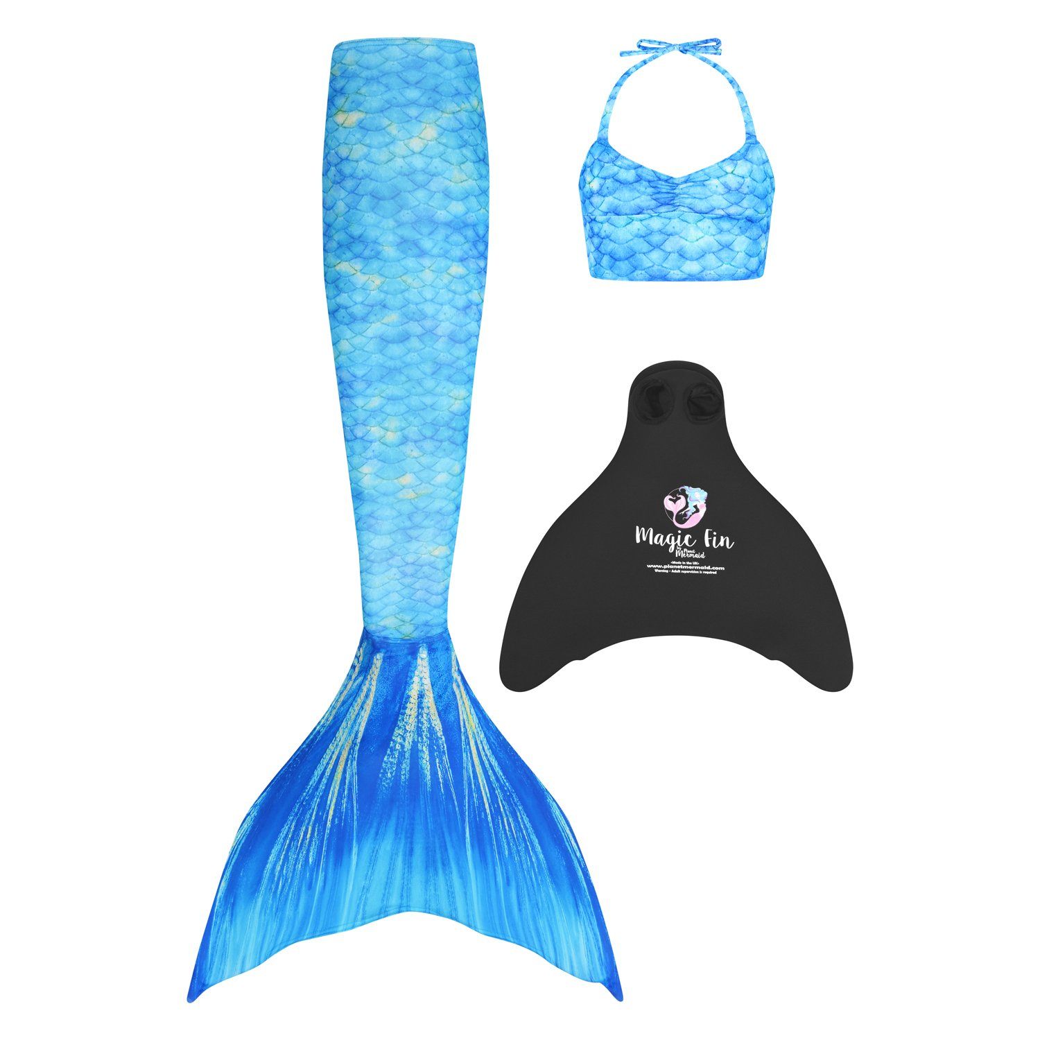 Cola de sirena aguamarina congelada 4-5 Negro Tankini