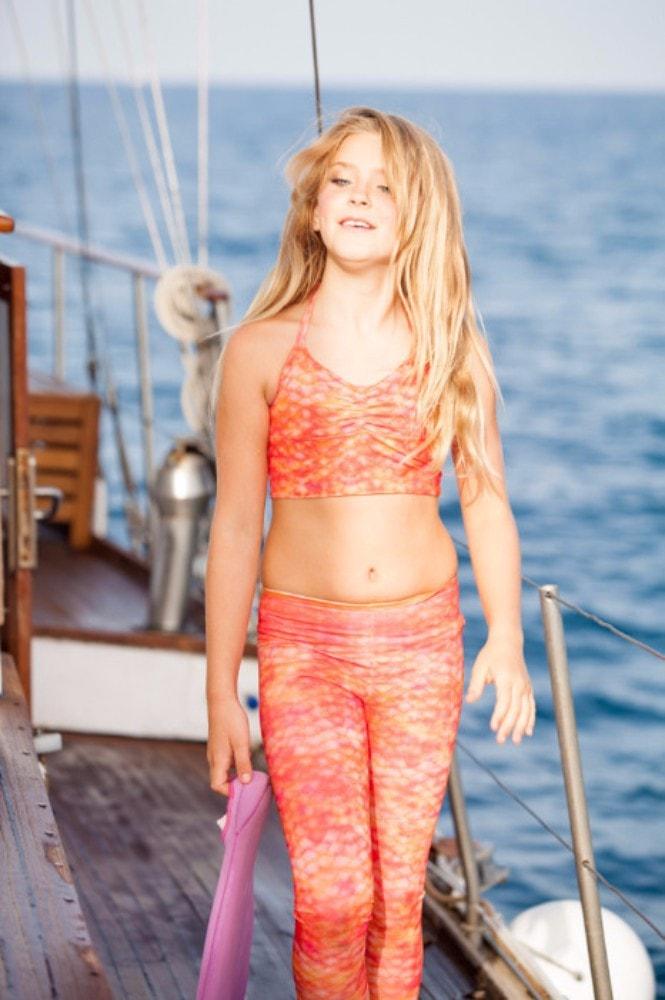 Sunset Splash Mermaid Leggings with fin fun