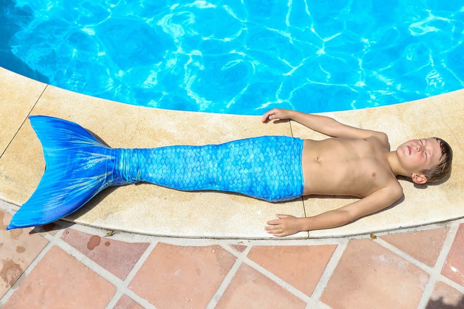 Frozen Aqua Mermaid Tail at the pool