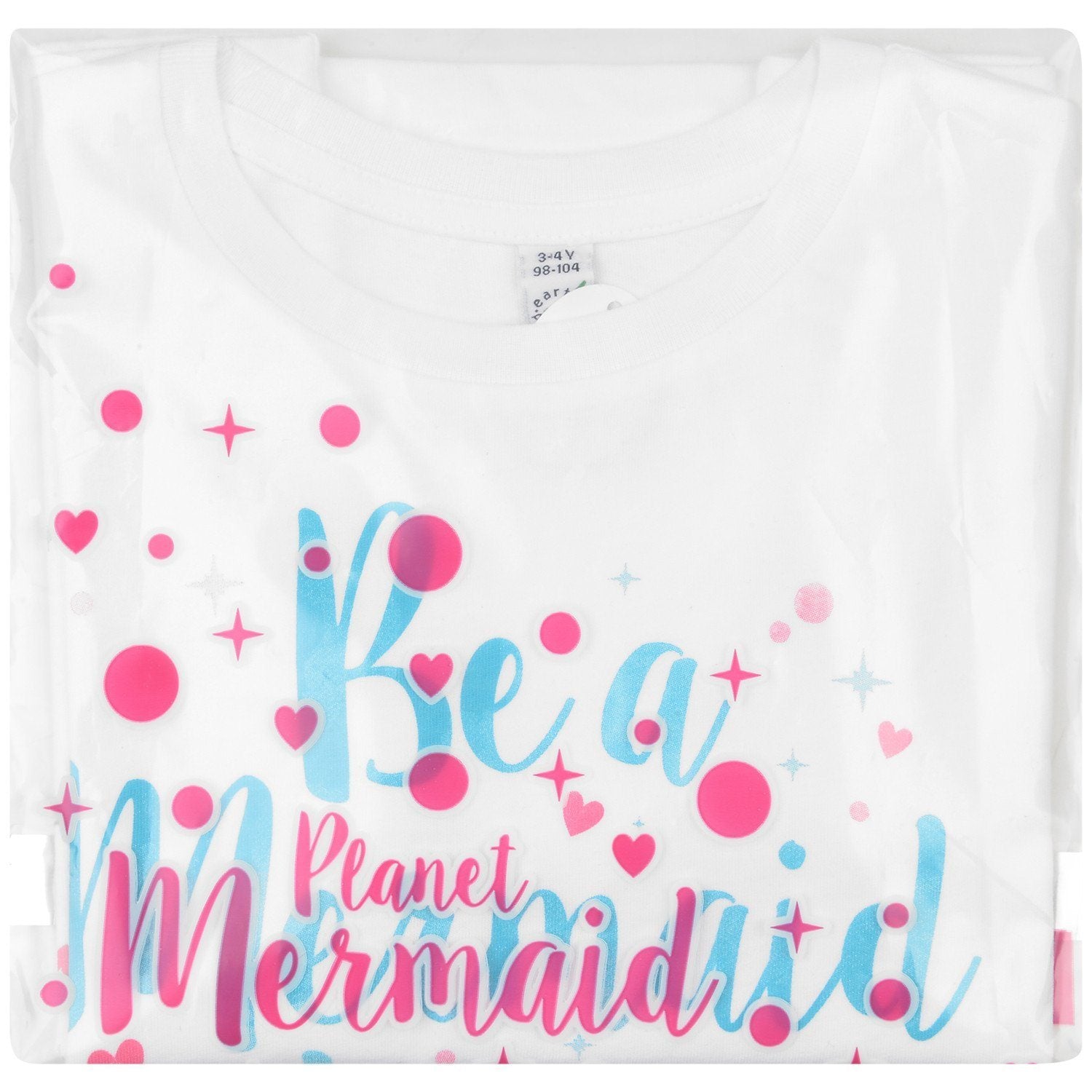 "Be a Mermaid and Make Waves" Girls White Cotton T-shirt Packaging